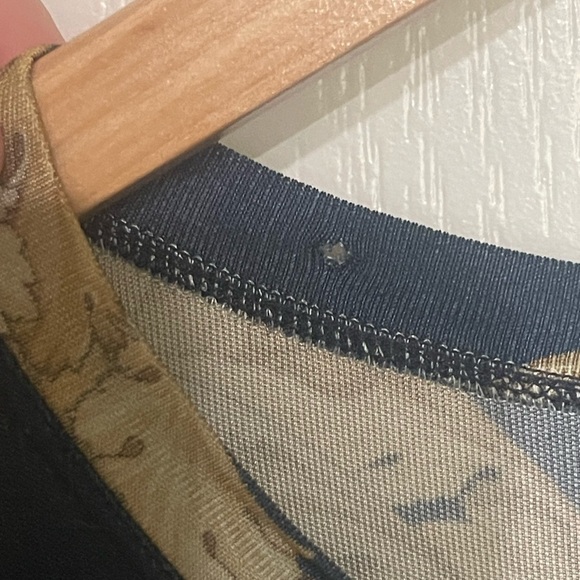 Versace Jeans Couture Navy Blue Gold Chromo Couture T-Shirt Semi Sheer Long Sm - Picture 9 of 11